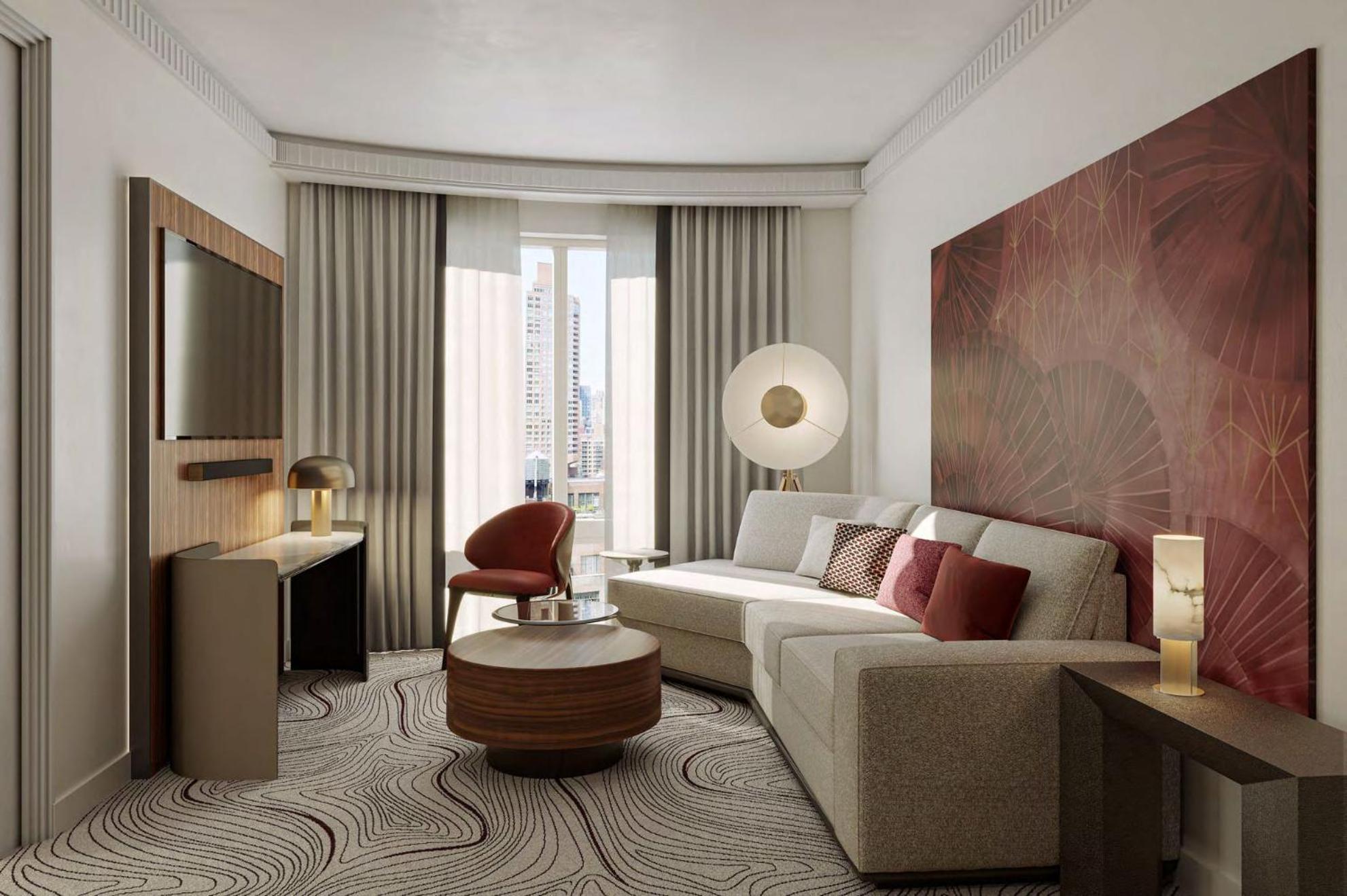Suite 1 Chambre Lit King-Size avec Terrasse - Baignoire avec Barres d’Appui - Accessible aux Personnes à Mobilité Réduite - Vue sur Ville - 24e Étage