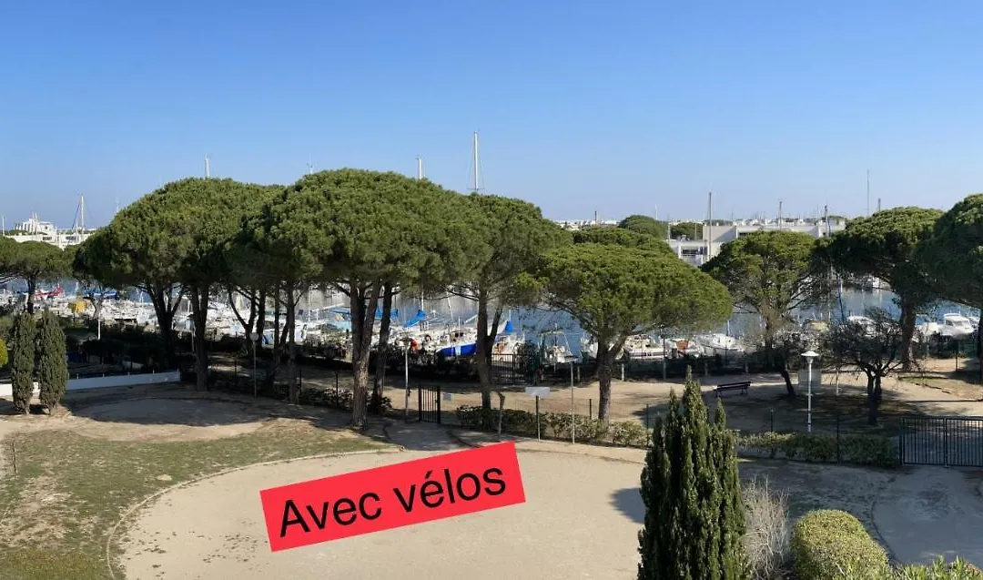 Studio vue port, parking privé, terrasse, clim-1