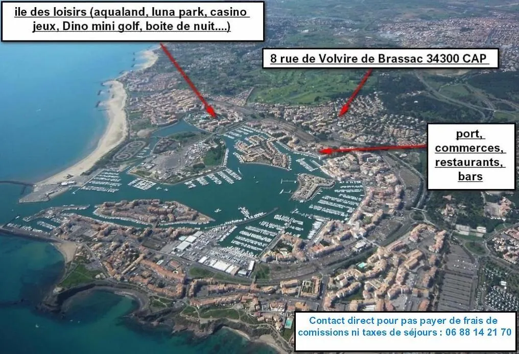 Cap D'Agde Studio Cabine 6 Pers. + Terrasse + Parking Prive + Clim-1