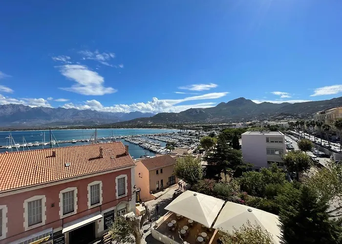 Calvi T2 climatisé, wifi, centre-ville, à proximité plage, commerces, taxi&gare, vue plage&montagne