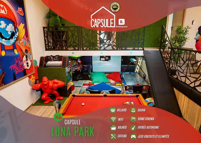 Location de vacances: Capsule Luna Park - sauna - jeux d'arcade - jacuzzi - billard - Netflix
