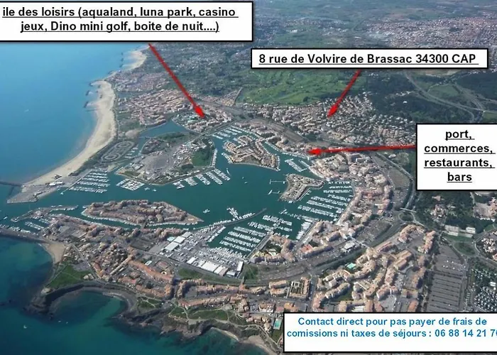 Cap D'Agde Studio Cabine 6 Pers. + Terrasse + Parking Prive + Clim