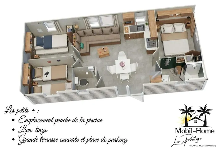 Mobil-home 3 chambres aux Sables du Midi à Valras-Plage