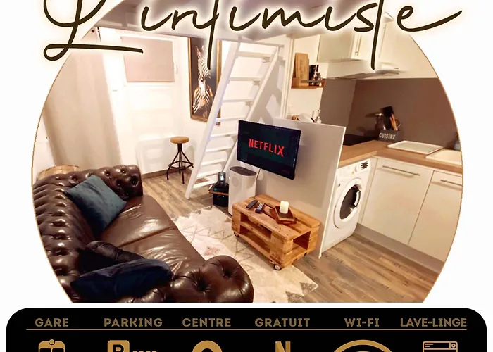 L'INTIMISTE à Saint Lô - Atypique - Studio Duplex Privé tout équipé - Gare - Centre - Parking gratuit - Entrée autonome - Chambre en mezzanine - Wifi - Netflix - Lave-linge