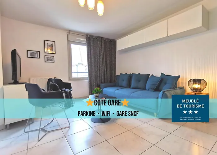 CÔTÉ GARE - Gare - Centre-ville - Parking - Netflix - Wifi - Disney+ - Terrasse