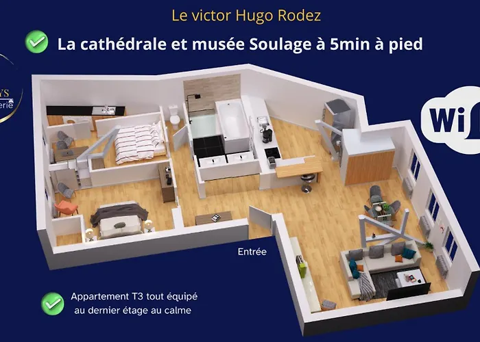 Le Victor Hugo Appartement T3 proche Musée Soulages