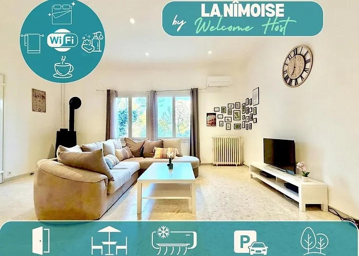 Hôtel central: La Nîmoise, Maison familiale avec jardin