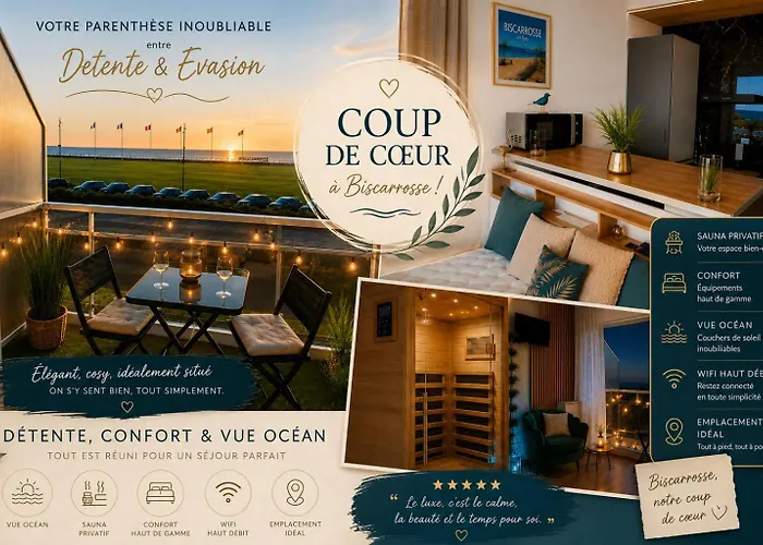Luxe Sauna Privatif et Grand bain Jacuzzi à deux à Biscarosse Plage pour Nuit Romantique avec décoration LED et Bougies
