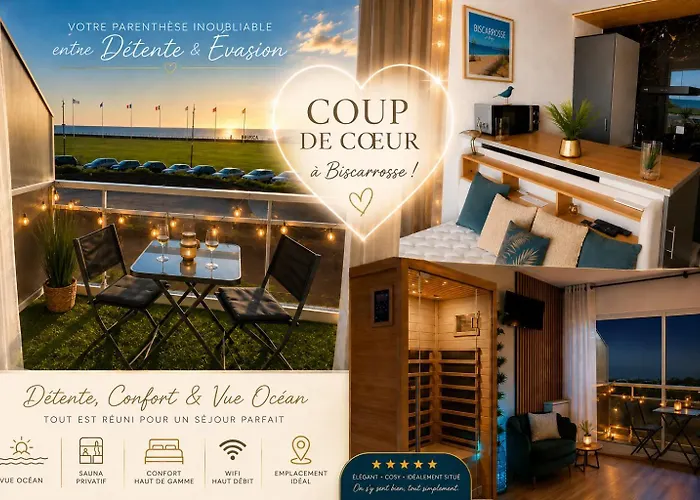 Luxe Sauna Privatif et Grand bain Jacuzzi à deux à Biscarosse Plage pour Nuit Romantique avec décoration LED et Bougies